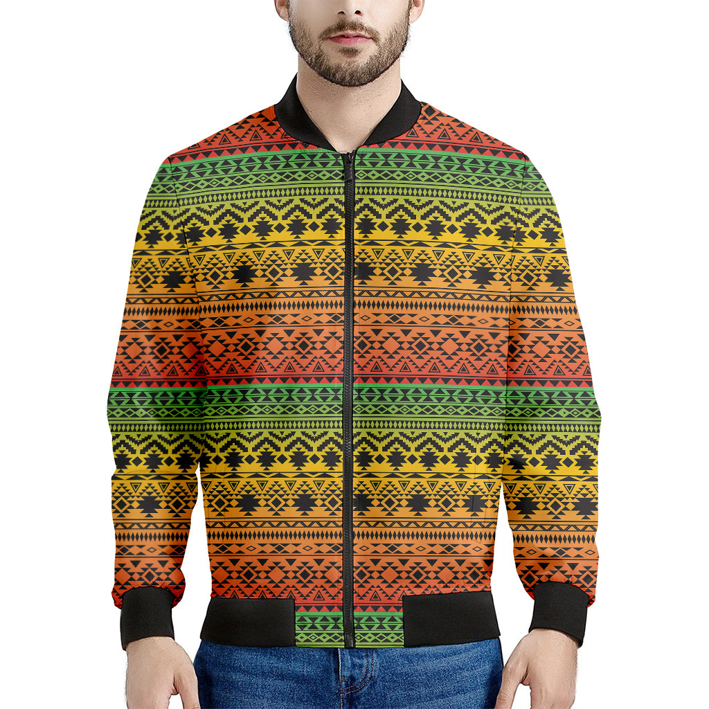 Rasta Tribal Pattern Print Men's Bomber Jacket