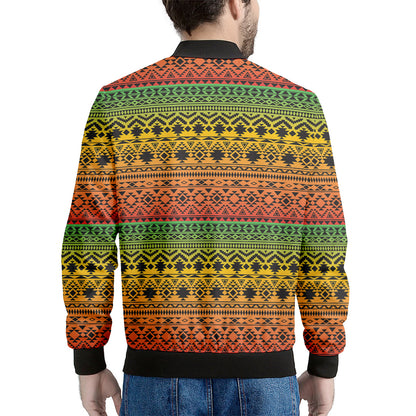 Rasta Tribal Pattern Print Men's Bomber Jacket