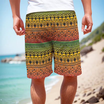 Rasta Tribal Pattern Print Men's Cargo Shorts