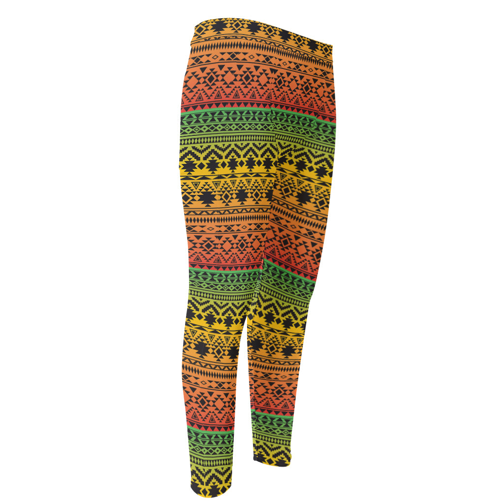 Rasta Tribal Pattern Print Men's Compression Pants