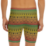 Rasta Tribal Pattern Print Men's Long Boxer Briefs