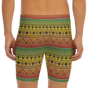 Rasta Tribal Pattern Print Men's Long Boxer Briefs