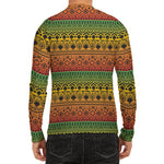Rasta Tribal Pattern Print Men's Long Sleeve Rash Guard