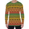 Rasta Tribal Pattern Print Men's Long Sleeve T-Shirt