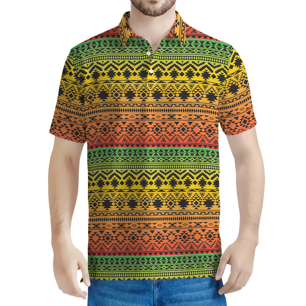 Rasta Tribal Pattern Print Men's Polo Shirt