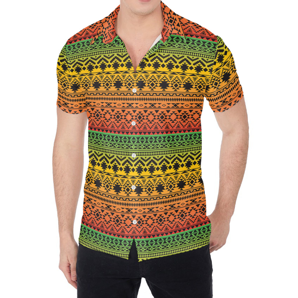 Rasta Tribal Pattern Print Men's Shirt