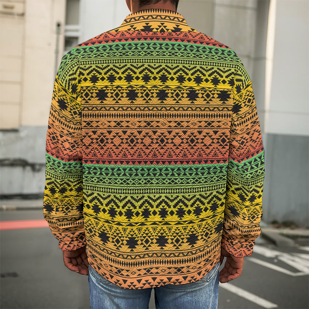Rasta Tribal Pattern Print Men's Shirt Jacket