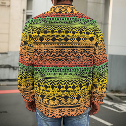 Rasta Tribal Pattern Print Men's Shirt Jacket