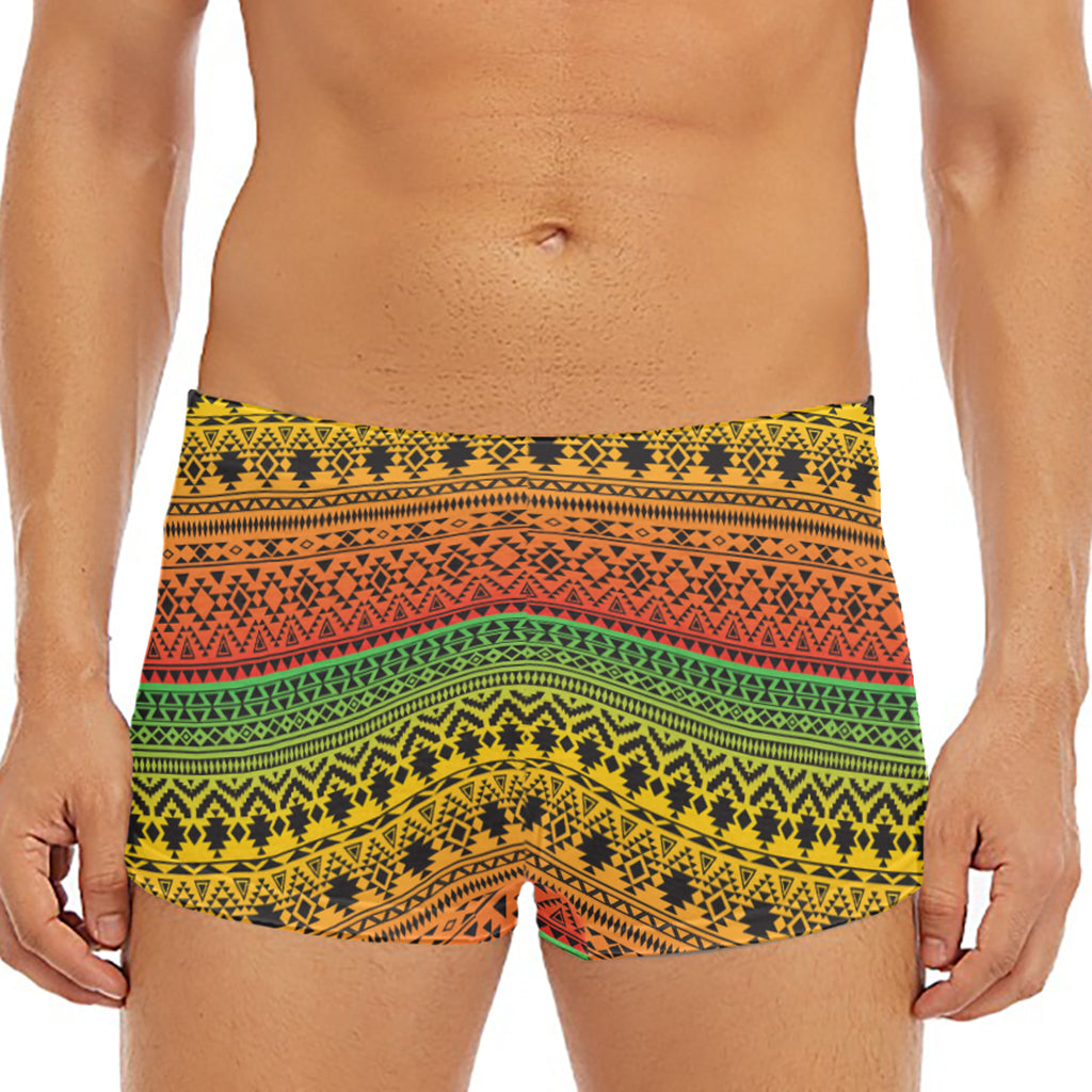Rasta Tribal Pattern Print Men's Short Boxer Briefs