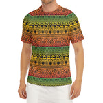 Rasta Tribal Pattern Print Men's Short Sleeve Rash Guard