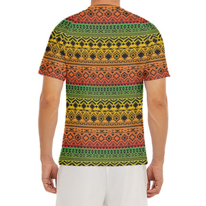 Rasta Tribal Pattern Print Men's Short Sleeve Rash Guard