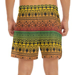 Rasta Tribal Pattern Print Men's Split Running Shorts