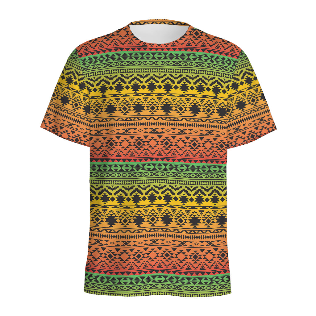 Rasta Tribal Pattern Print Men's Sports T-Shirt