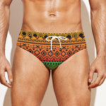 Rasta Tribal Pattern Print Men's Swim Briefs