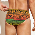 Rasta Tribal Pattern Print Men's Swim Briefs