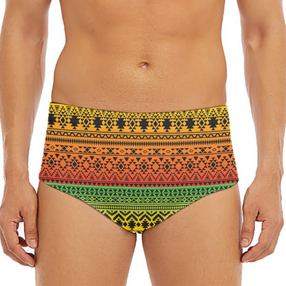 Rasta Tribal Pattern Print Men's Triangle Swim Briefs