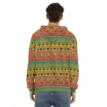 Rasta Tribal Pattern Print Men's Velvet Pullover Hoodie