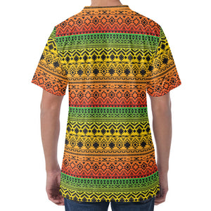 Rasta Tribal Pattern Print Men's Velvet T-Shirt