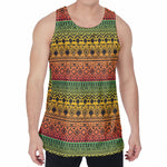 Rasta Tribal Pattern Print Men's Velvet Tank Top