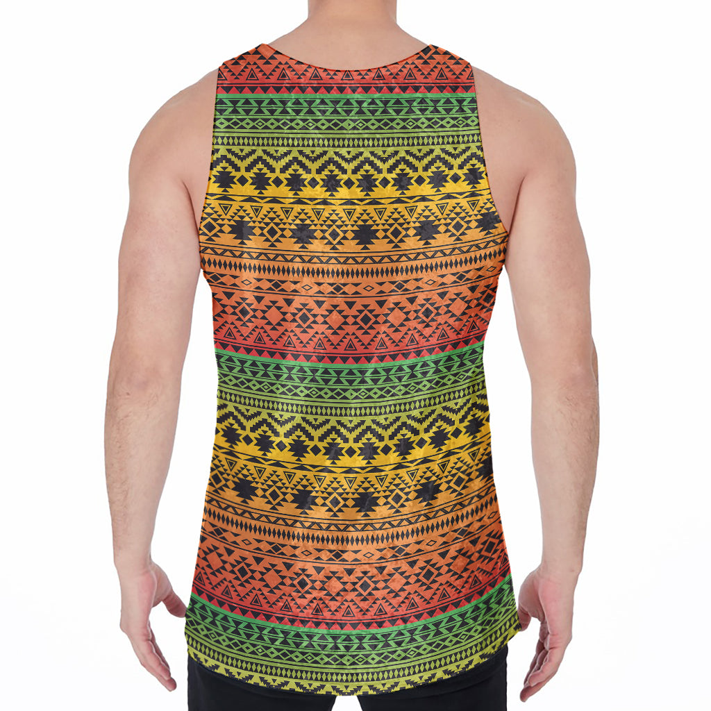 Rasta Tribal Pattern Print Men's Velvet Tank Top