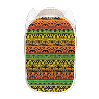 Rasta Tribal Pattern Print Mesh Laundry Hamper