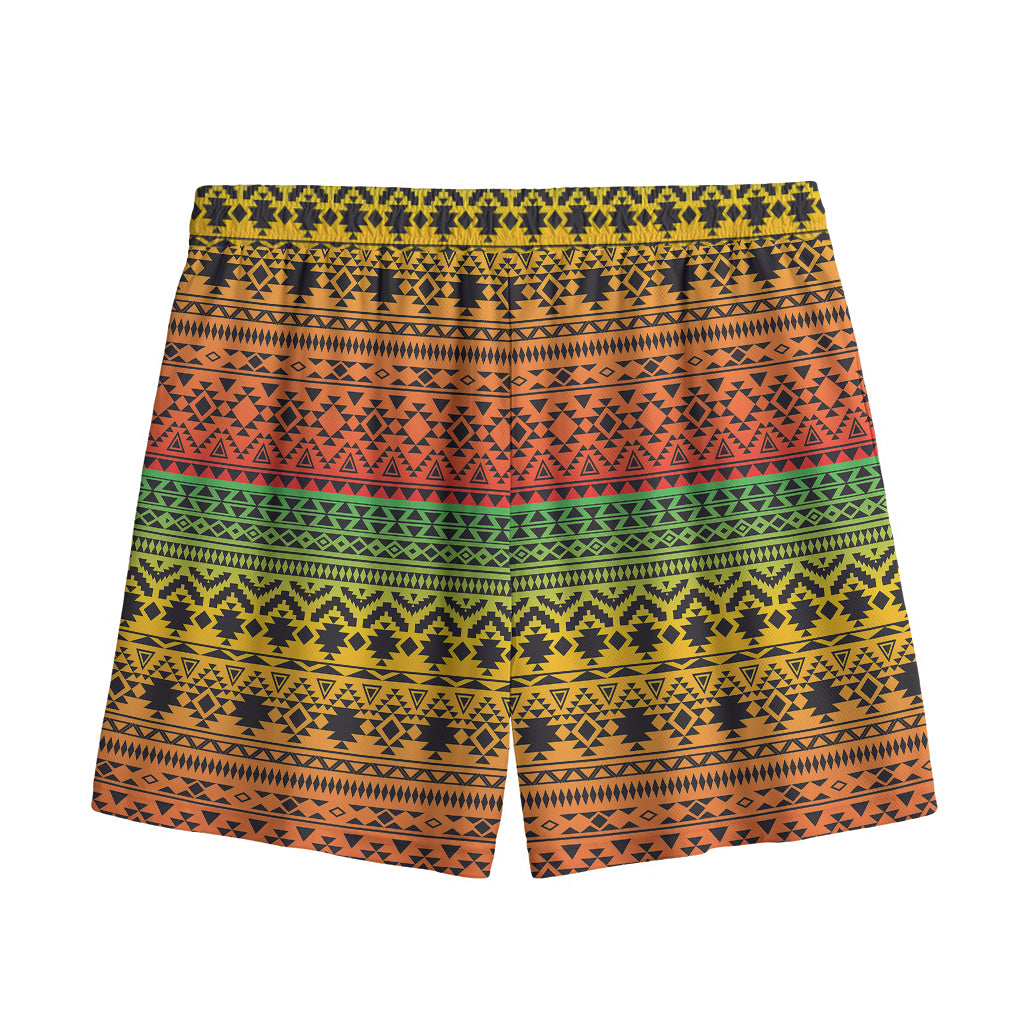 Rasta Tribal Pattern Print Mesh Shorts