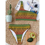 Rasta Tribal Pattern Print One Shoulder Bikini Top