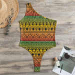 Rasta Tribal Pattern Print One Shoulder Bodysuit