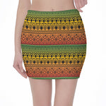 Rasta Tribal Pattern Print Pencil Mini Skirt