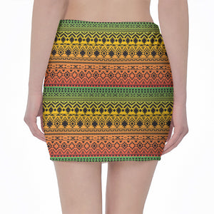 Rasta Tribal Pattern Print Pencil Mini Skirt