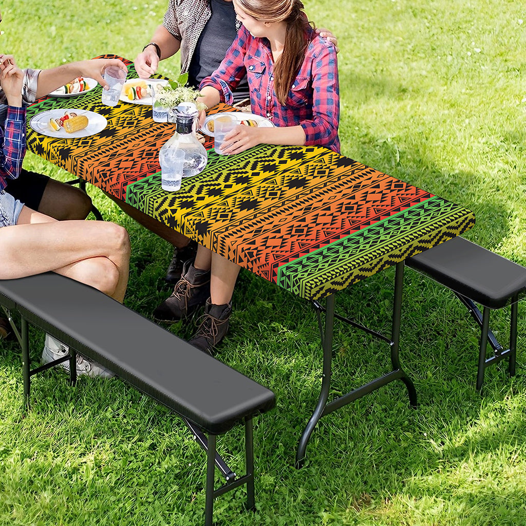 Rasta Tribal Pattern Print Picnic Table Cover
