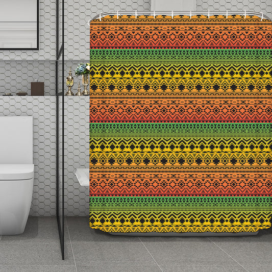 Rasta Tribal Pattern Print Polyester Shower Curtain
