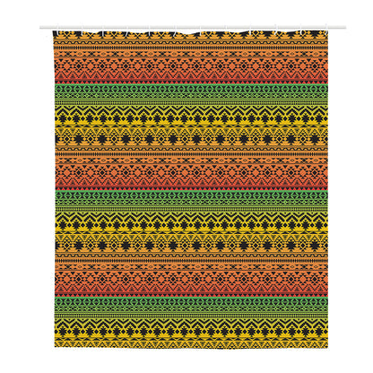 Rasta Tribal Pattern Print Polyester Shower Curtain