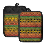 Rasta Tribal Pattern Print Pot Holders With Pocket