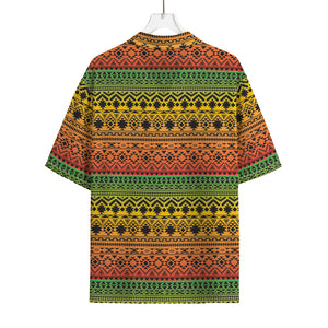 Rasta Tribal Pattern Print Rayon Hawaiian Shirt