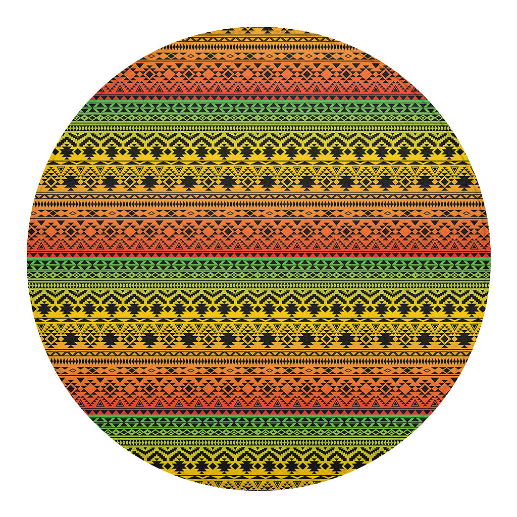 Rasta Tribal Pattern Print Round Blanket