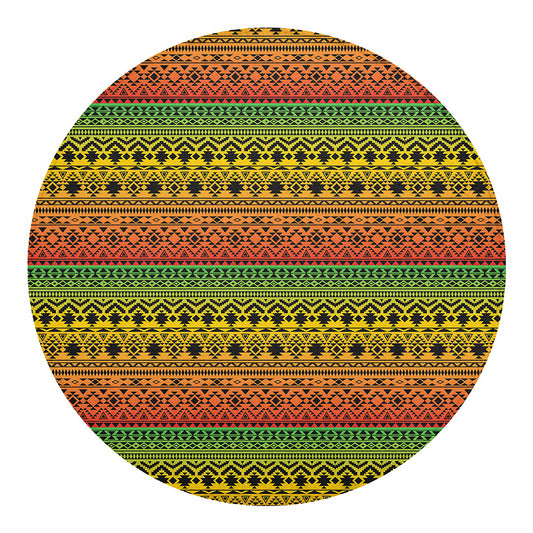 Rasta Tribal Pattern Print Round Blanket