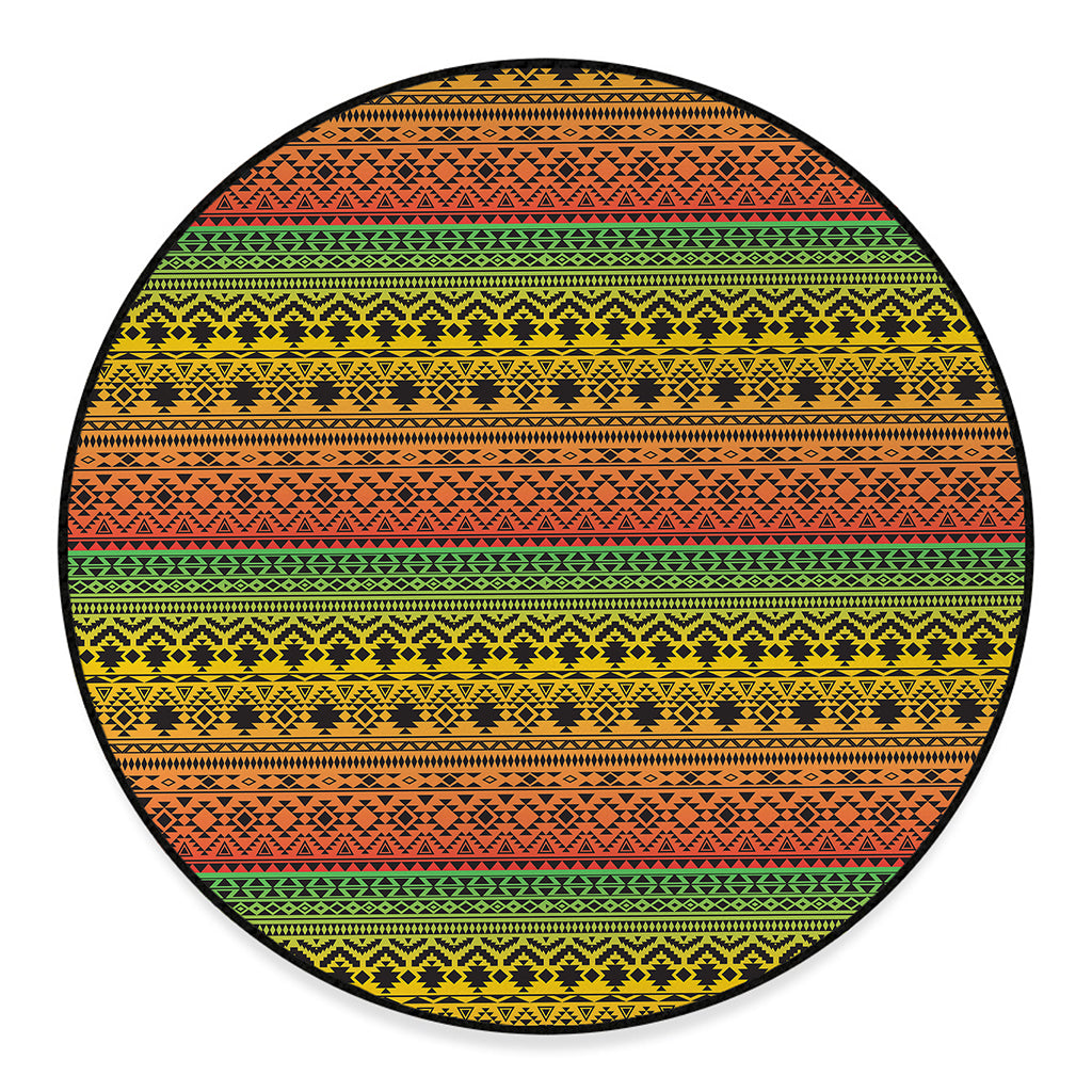 Rasta Tribal Pattern Print Round Floor Mat