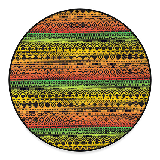 Rasta Tribal Pattern Print Round Floor Mat