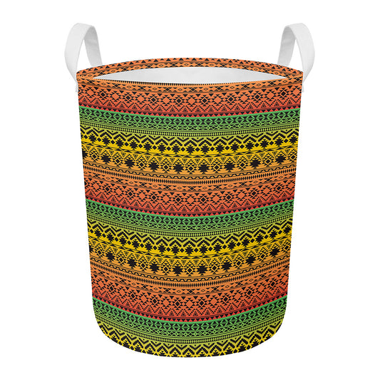 Rasta Tribal Pattern Print Round Laundry Basket