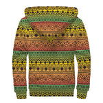 Rasta Tribal Pattern Print Sherpa Lined Zip Up Hoodie