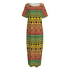 Rasta Tribal Pattern Print Short Sleeve Long Nightdress