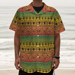 Rasta Tribal Pattern Print Textured Short Sleeve Shirt