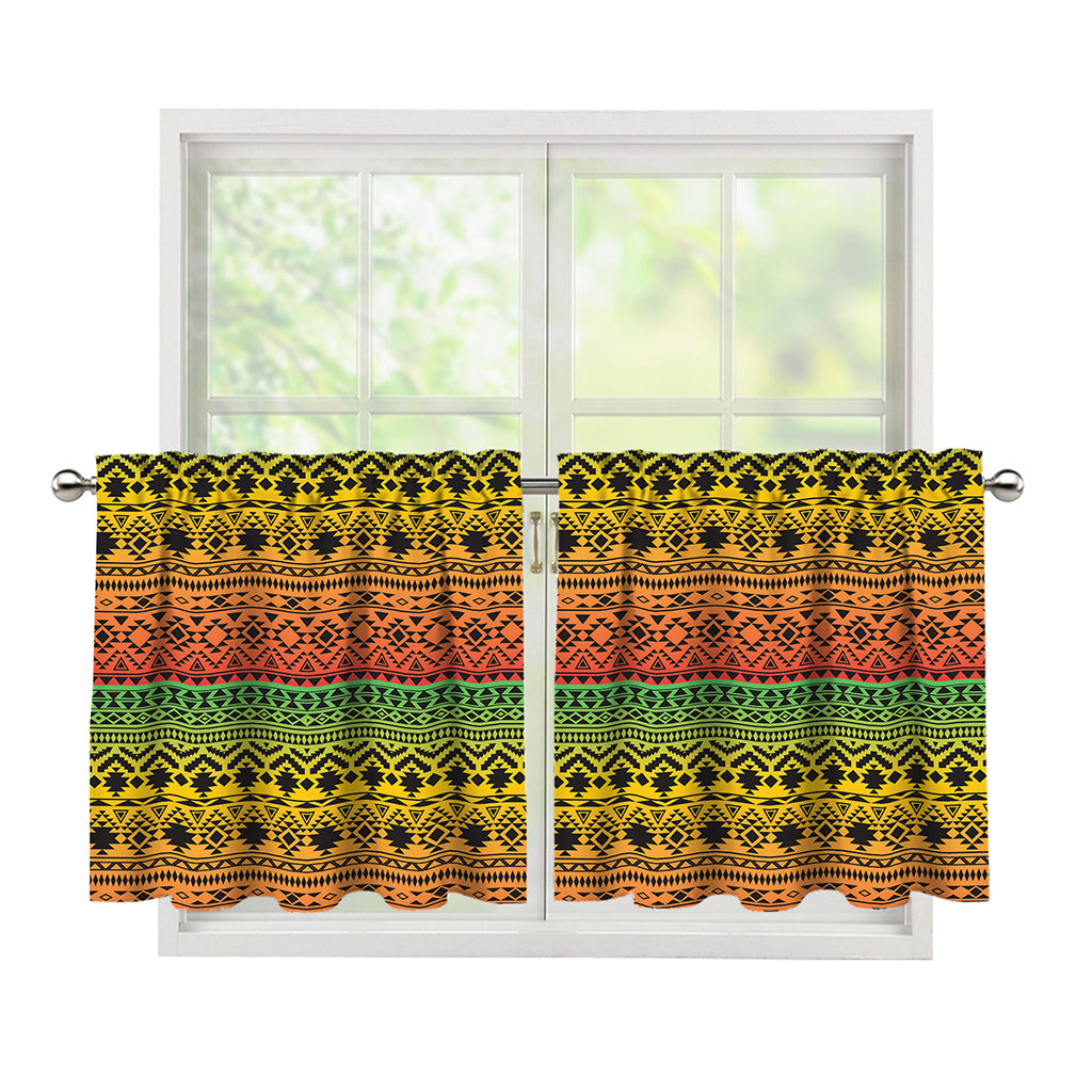 Rasta Tribal Pattern Print Tier Curtains