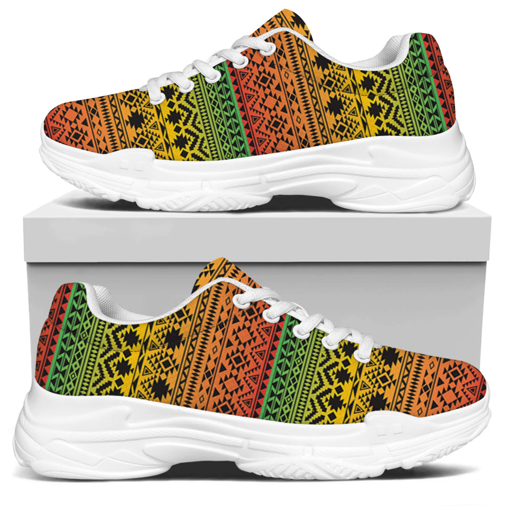 Rasta Tribal Pattern Print White Chunky Shoes