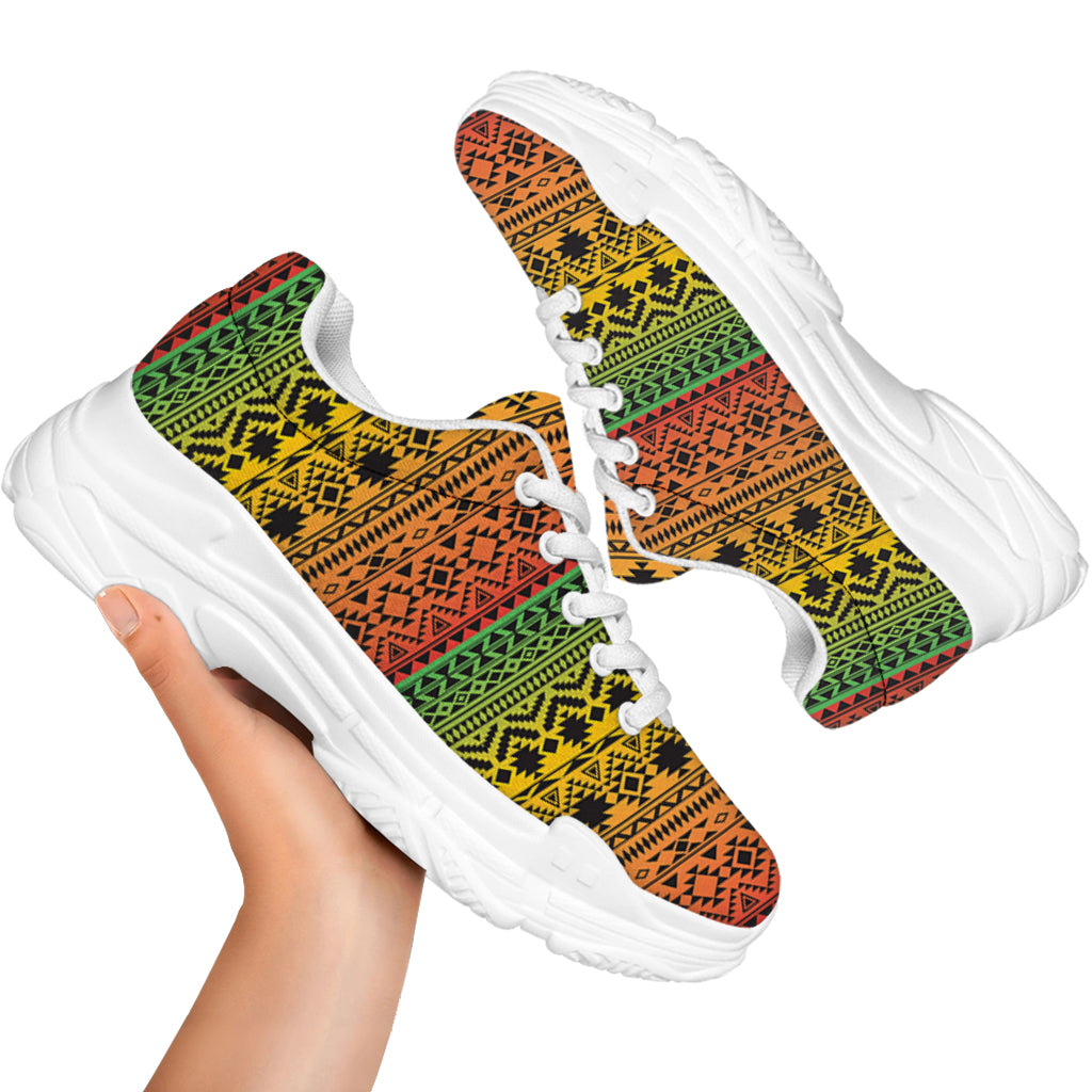 Rasta Tribal Pattern Print White Chunky Shoes