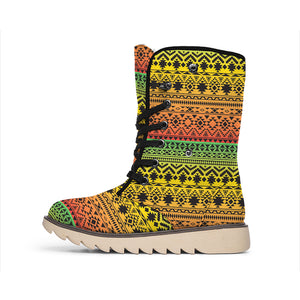 Rasta Tribal Pattern Print Winter Boots