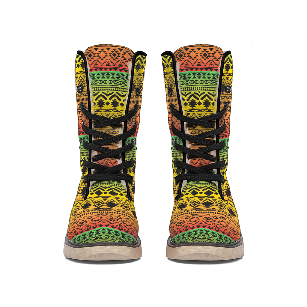 Rasta Tribal Pattern Print Winter Boots