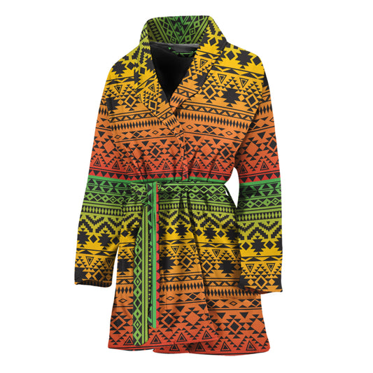 Rasta Tribal Pattern Print Women's Bathrobe