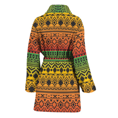 Rasta Tribal Pattern Print Women's Bathrobe